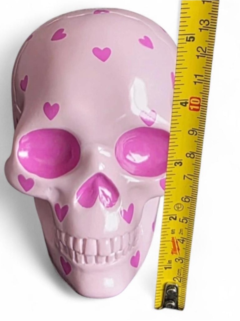 Pink Heart Skull Ceramic Wall Accent - Decorative Home Accent